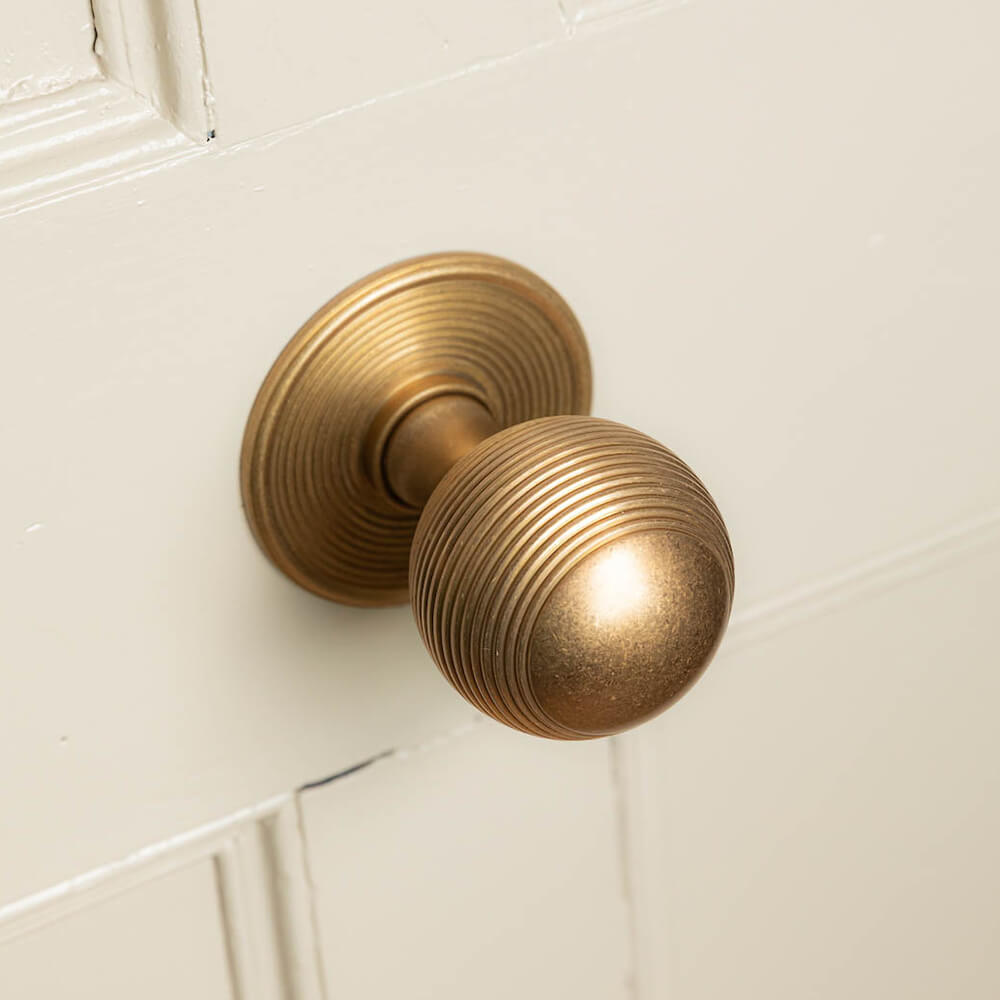 Aged Brass Beehive Centre Door Knob