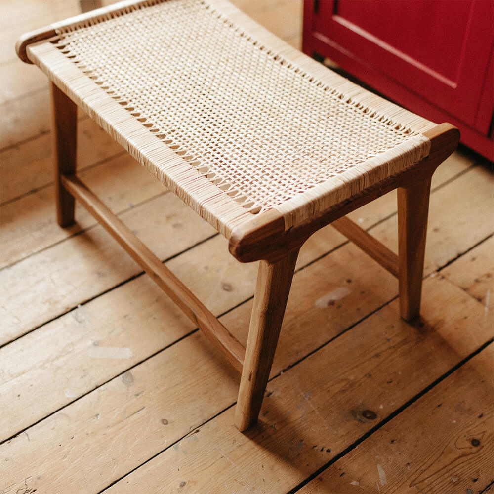 Brown 2024 rattan footstool