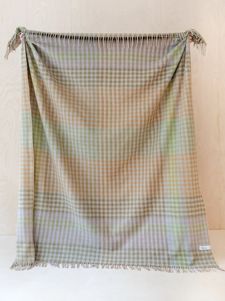 Recycled Wool Blanket - Lilac Grid Micro Gingham