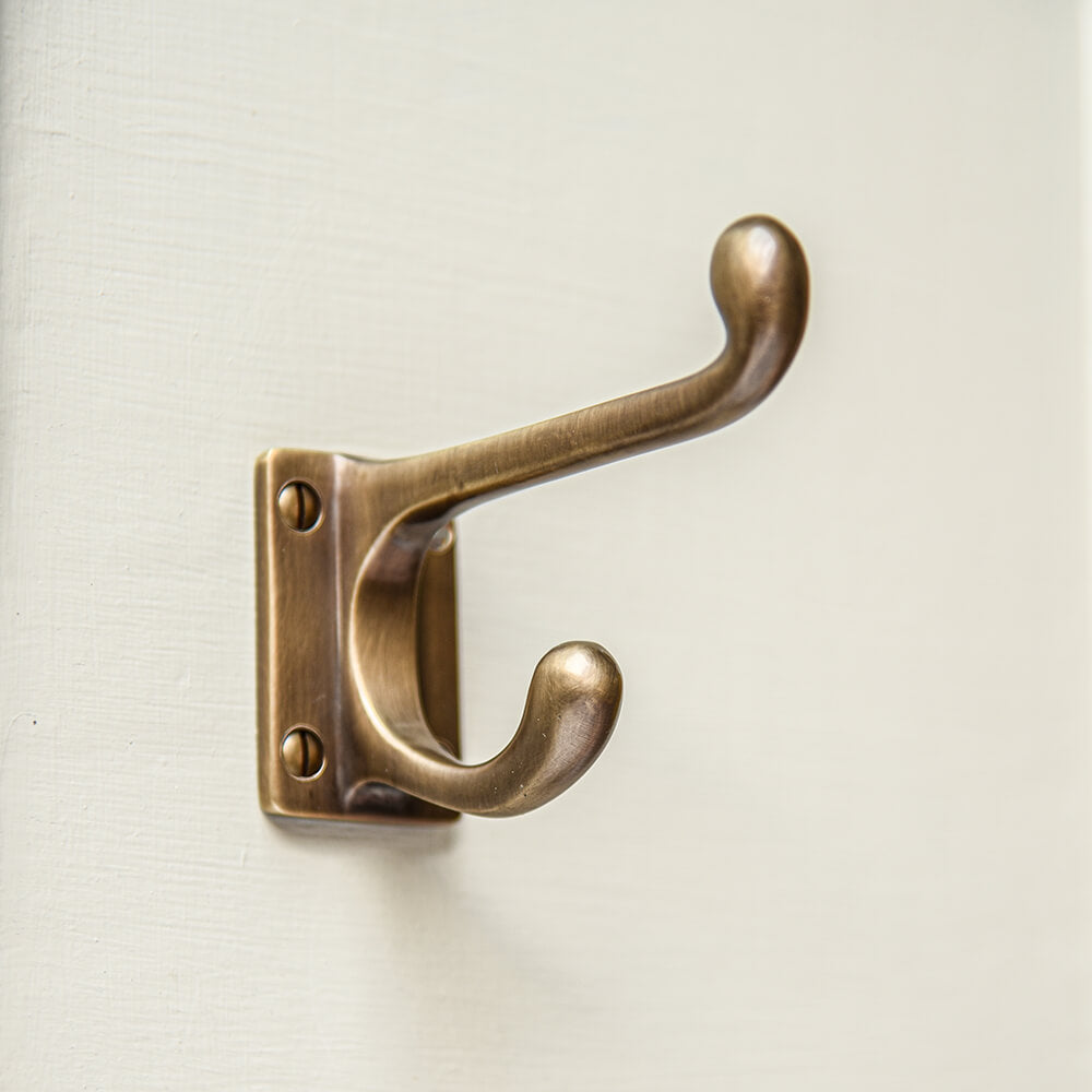 Light Antique Brass Double Coat Hook