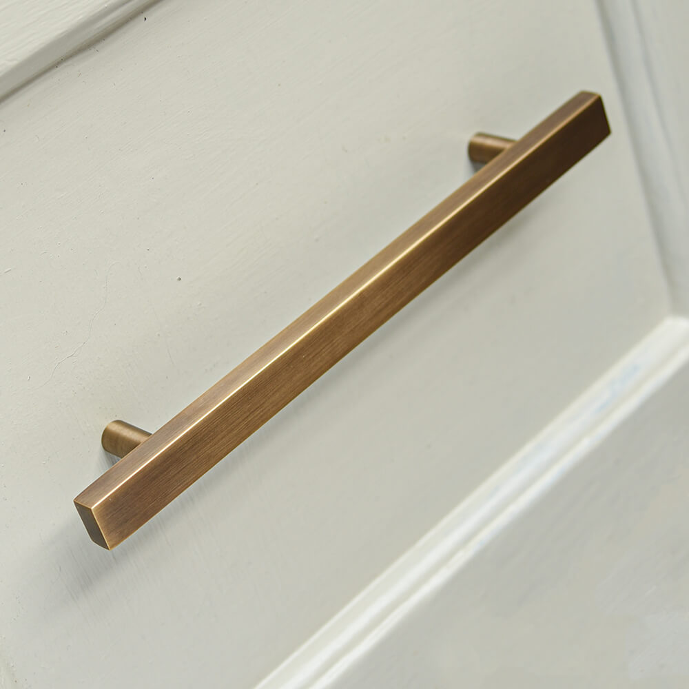 Light Antique Brass Cuboid Pull Handle