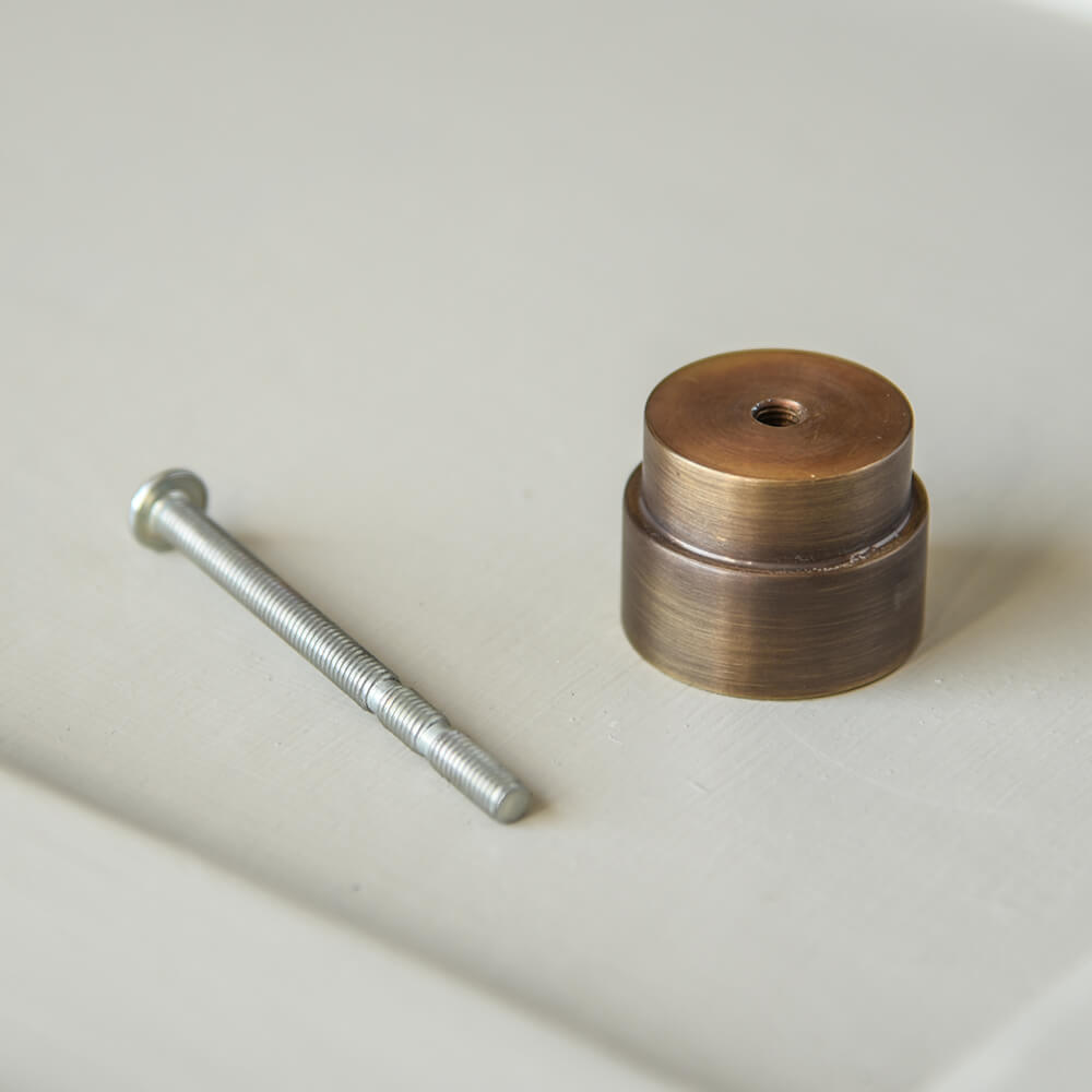 Brass cupboard knob with fitting