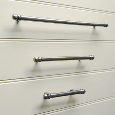 iron pull handles shown toegther in three sizes for size comparison