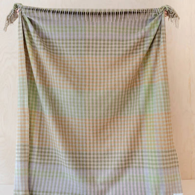 Recycled Wool Blanket - Lilac Grid Micro Gingham