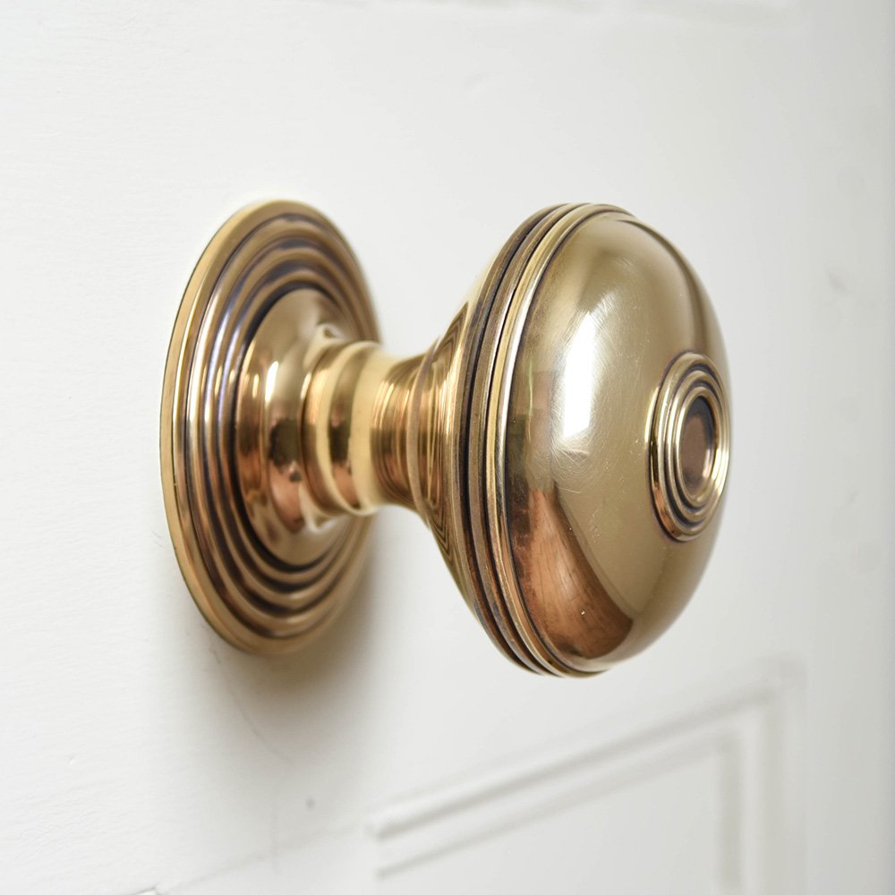 Brass door pull - Antique brass centre door knob