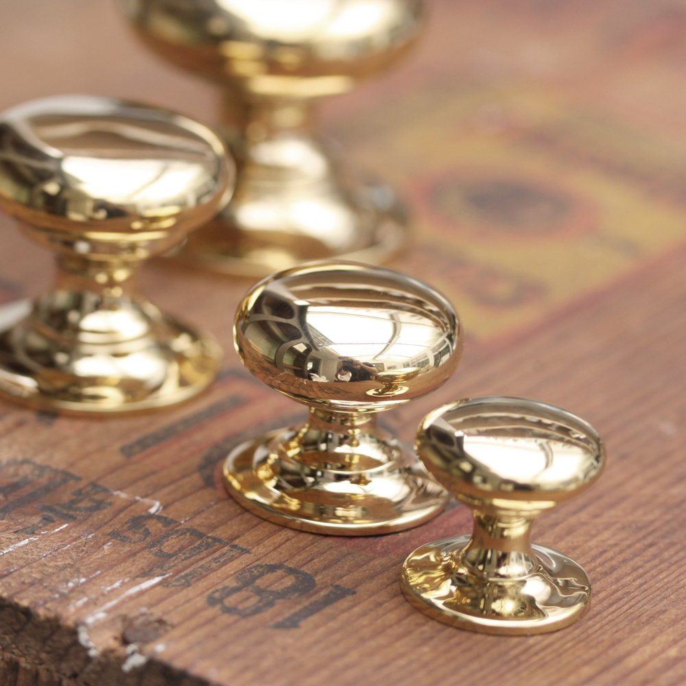 Brass cabinet knobs - Round brass cupboard knobs - Solid brass